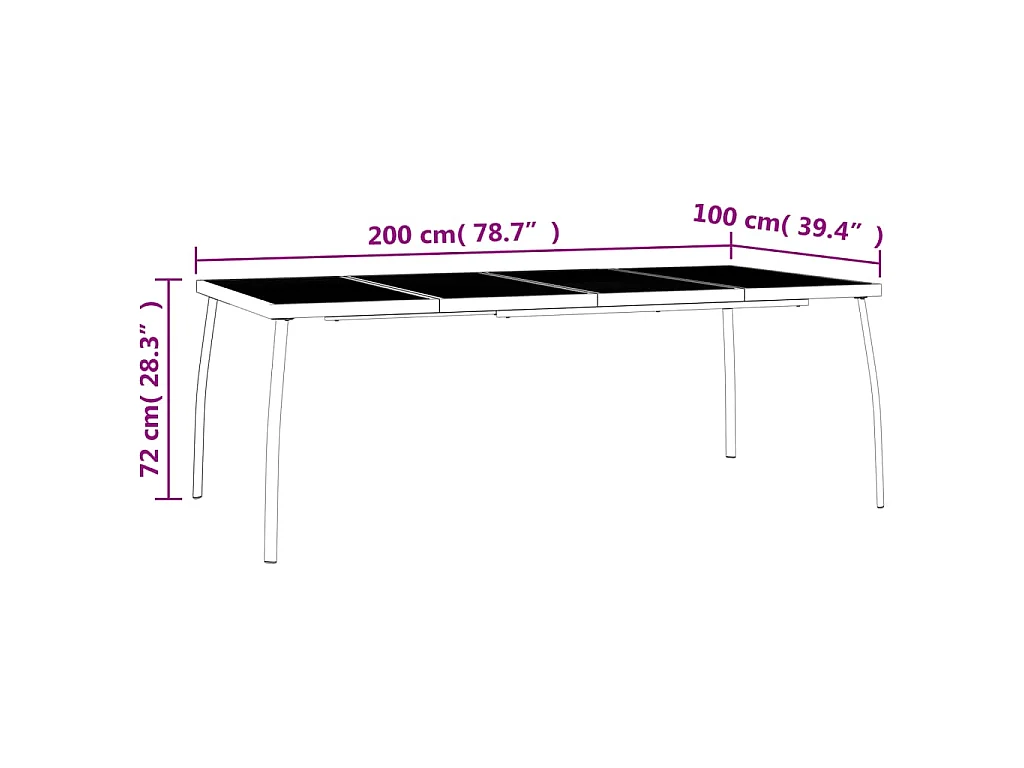 Gartentisch Anthrazit 200x100x72 cm Stahlgitter