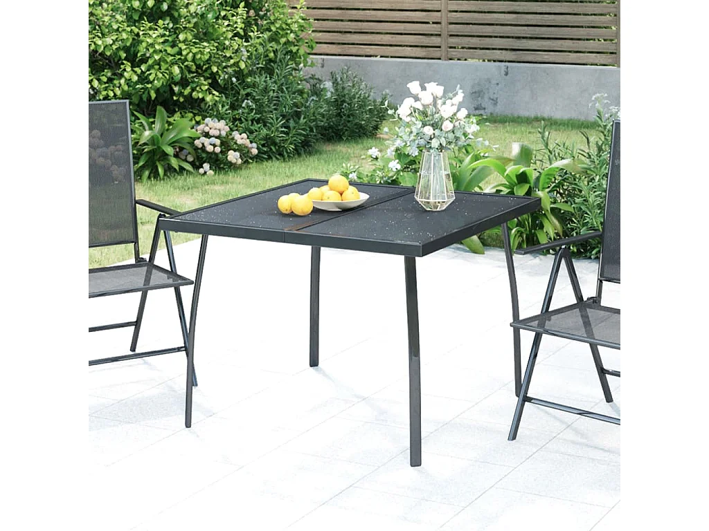 Mesa de jardín malla de acero gris antracita 100x100x72 cm