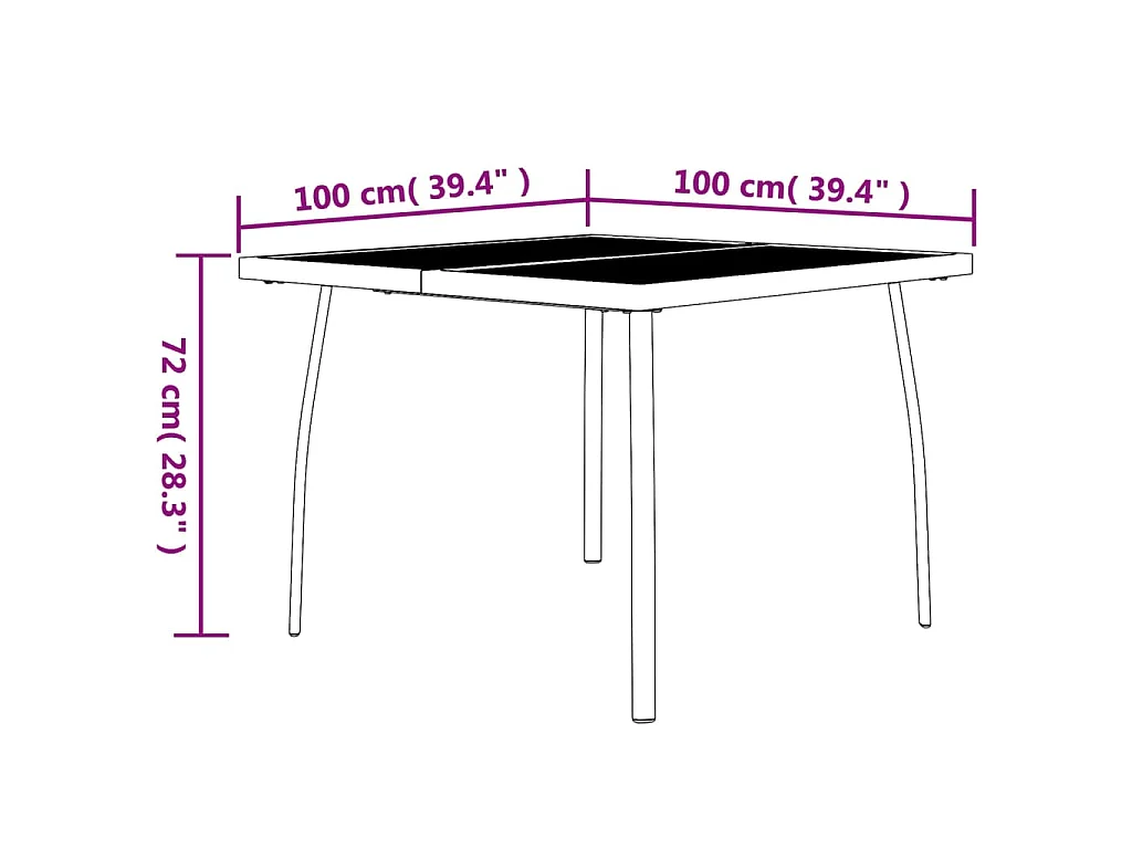 Table de jardin anthracite 100x100x72 cm Treillis d'acier