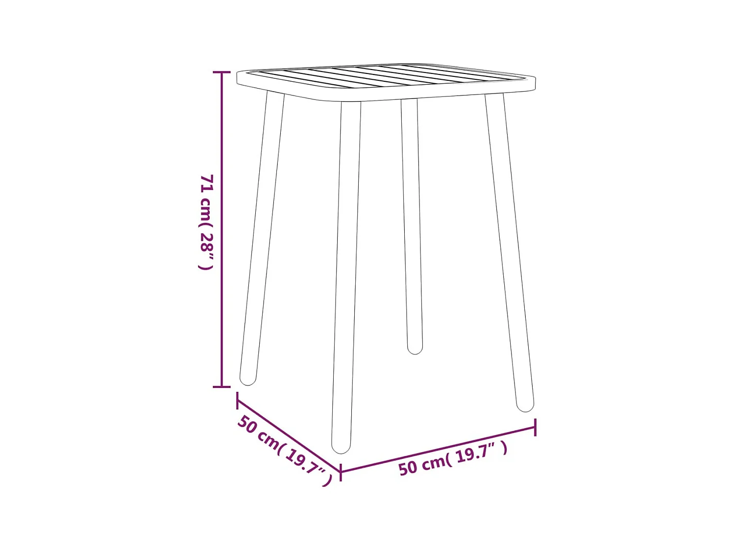 Tuintafel 50x50x71 cm staal antracietkleurig