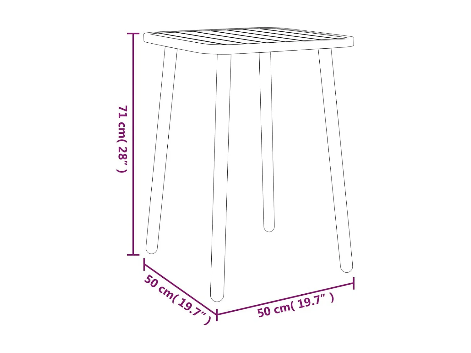 Table de jardin anthracite 50x50x71 cm acier