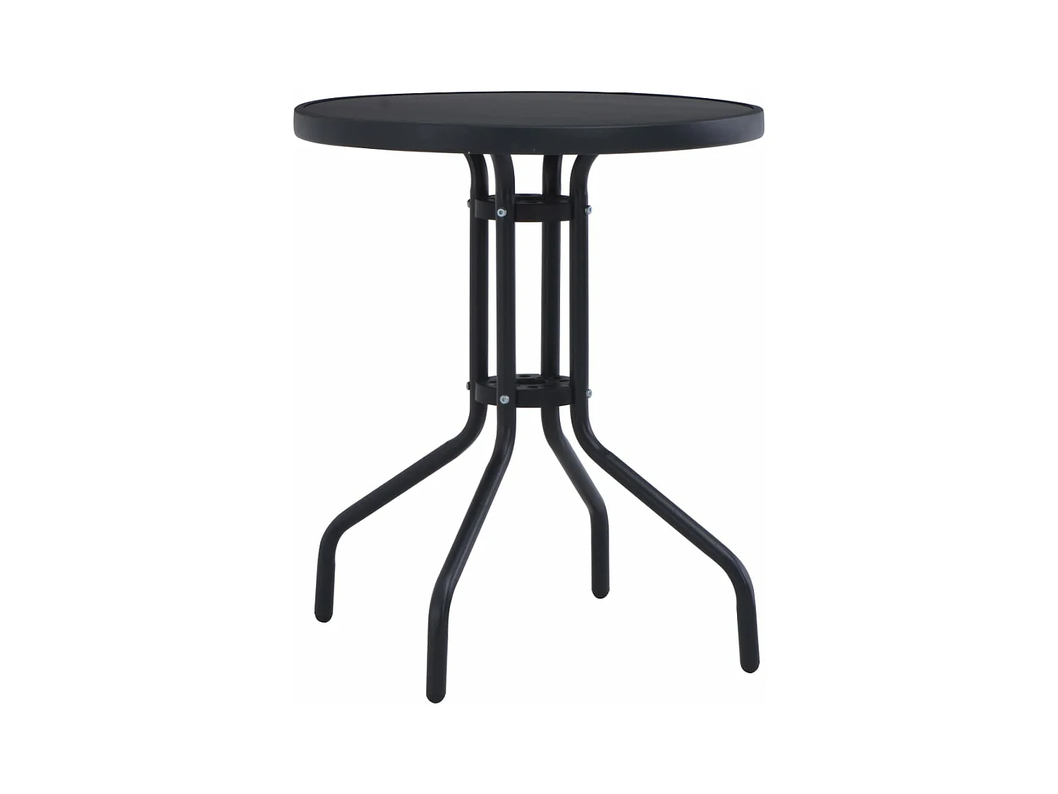 Table de jardin Noir 80 cm Acier et verre