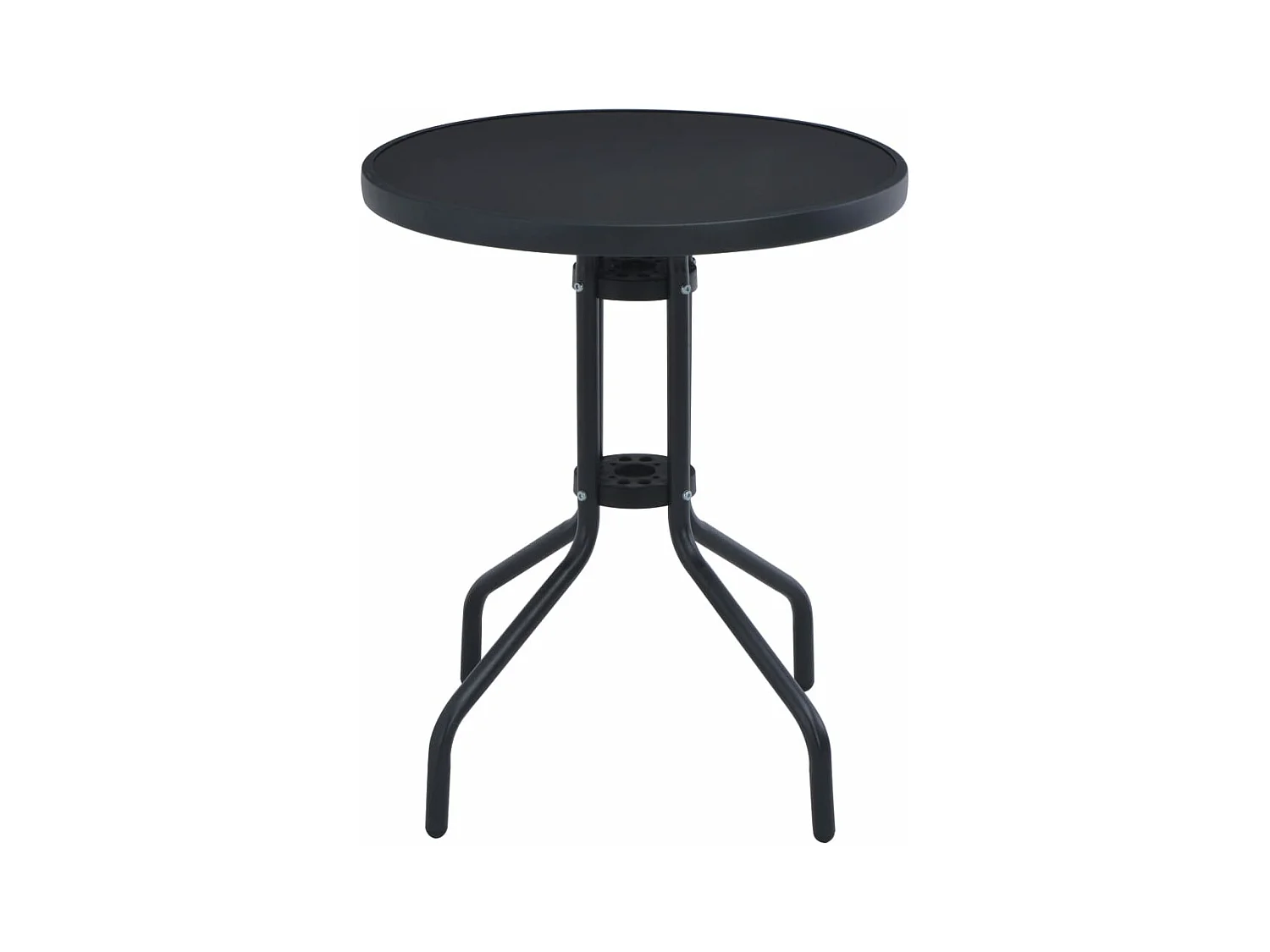 Gartentisch Schwarz 80 cm Stahl und Glas