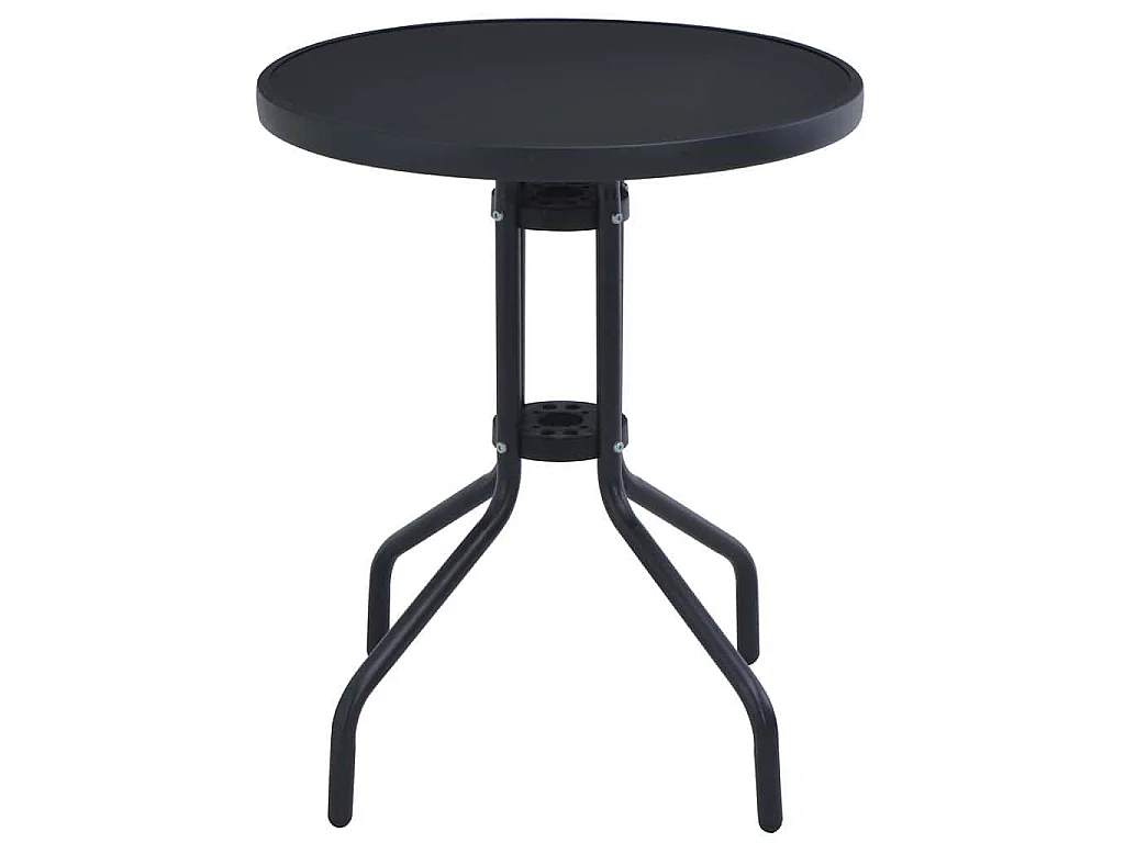 Mesa de jardín acero y vidrio negro 80 cm