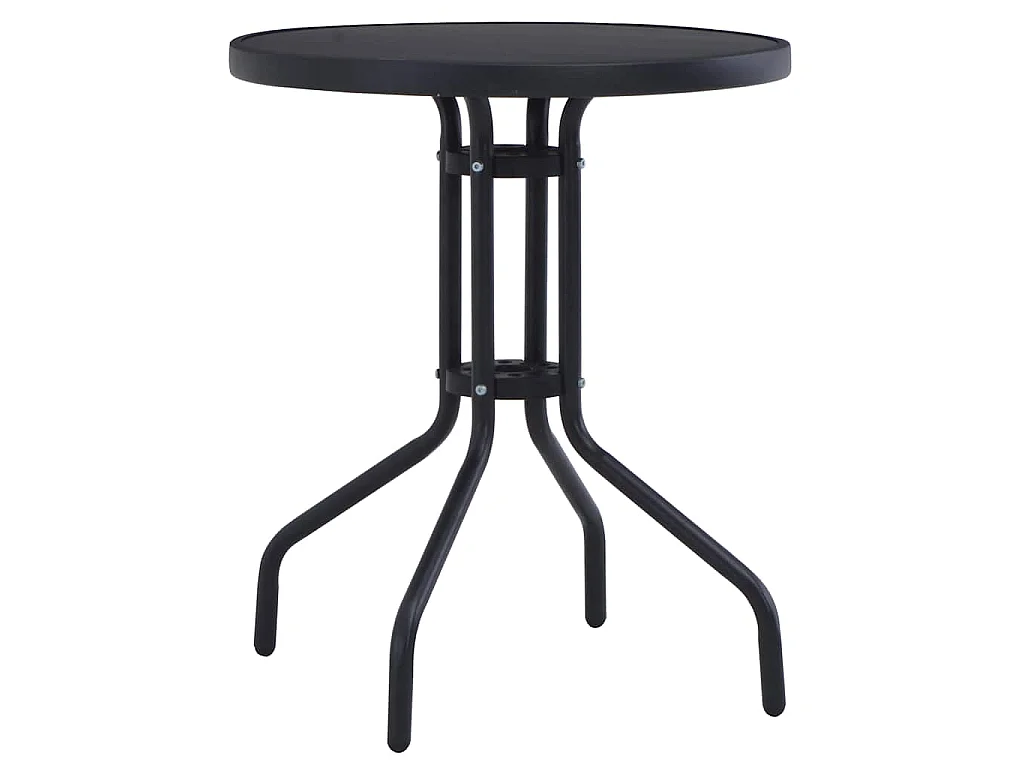 Tuintafel 80 cm staal en glas zwart