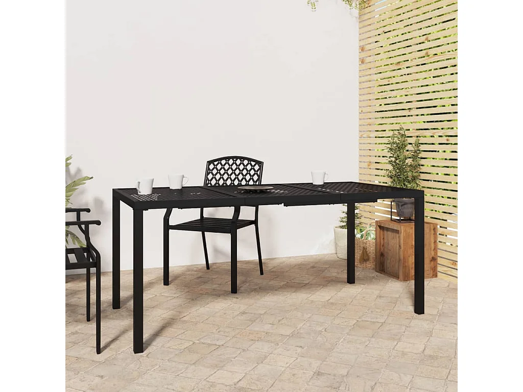 Mesa de jardín de acero gris antracita 165x80x72 cm