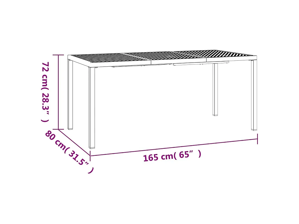 Mesa de jardín de acero gris antracita 165x80x72 cm