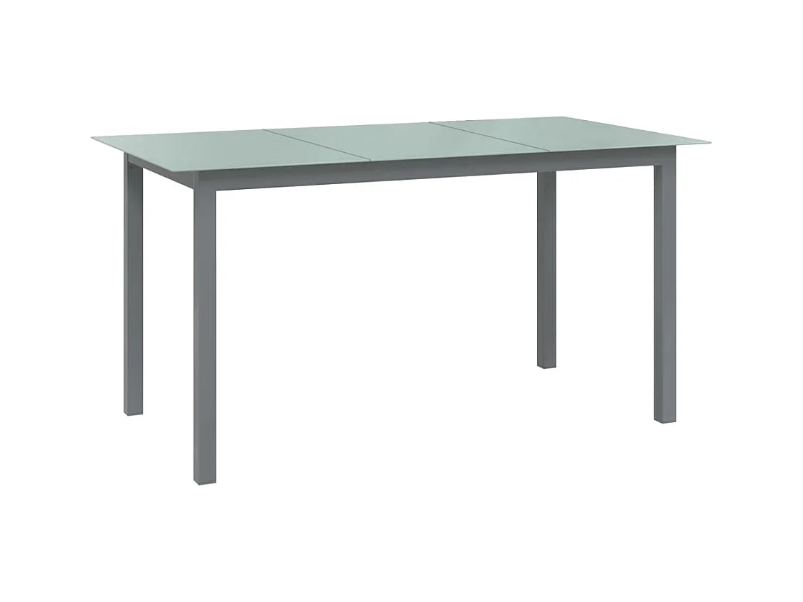 Tavolo da Giardino Grigio Chiaro 150x90x74cm Alluminio e Vetro