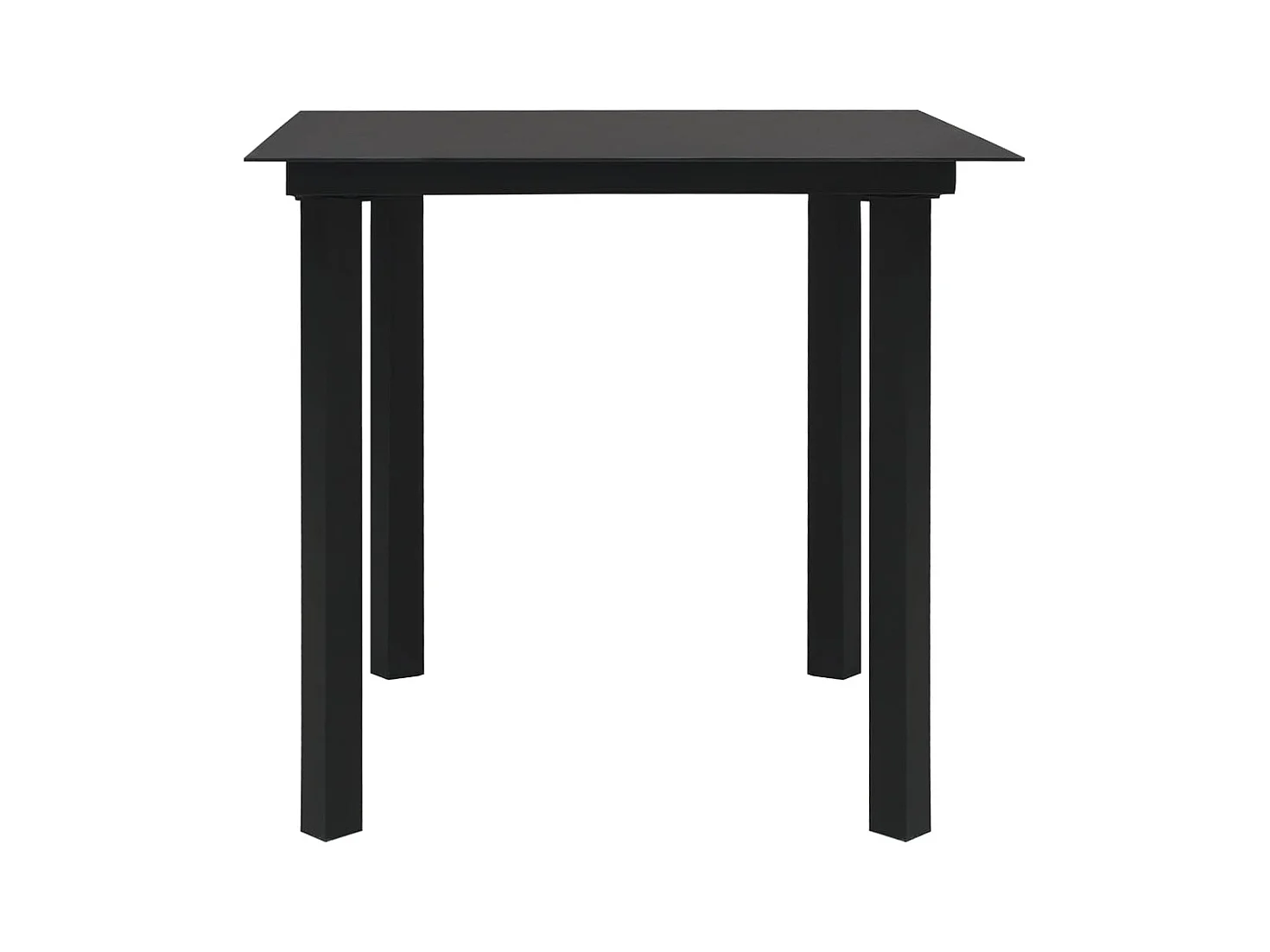 Tavolo da Giardino Nero 80x80x74 cm in Acciaio e Vetro