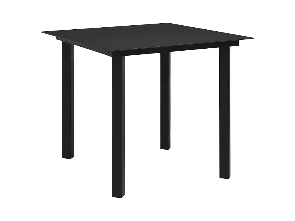 Garten-Esstisch Schwarz 80x80x74 cm Stahl und Glas