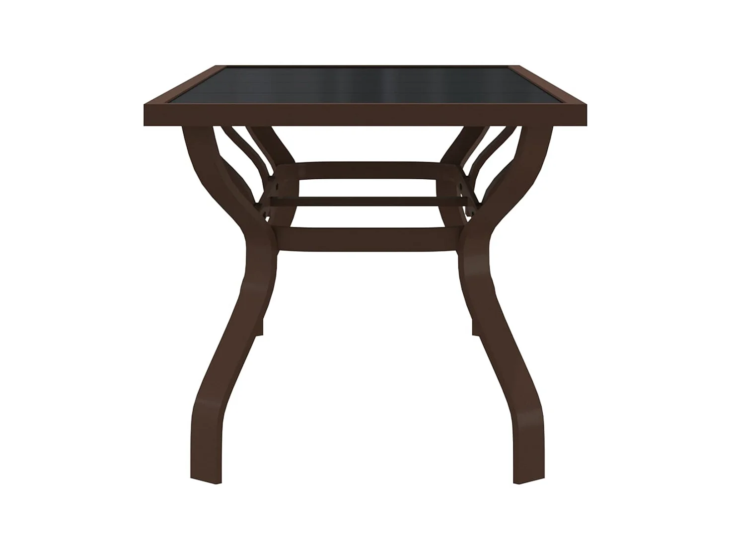 Mesa de jardín acero y vidrio marrón y negro 180x80x70 cm