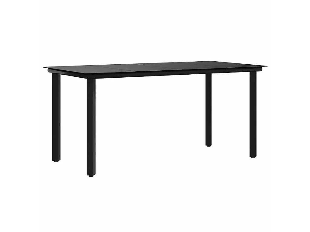 Tavolo Pranzo Giardino Nero 160x80x74 Acciaio e Vetro Temperato