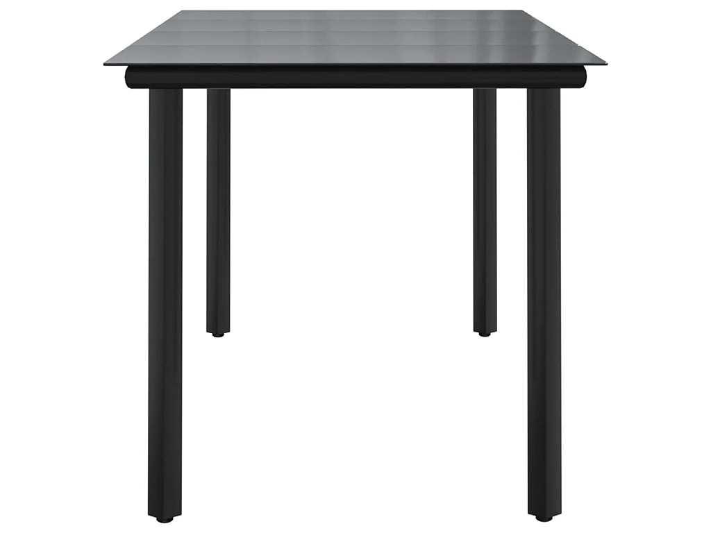 Tavolo Pranzo Giardino Nero 160x80x74 Acciaio e Vetro Temperato