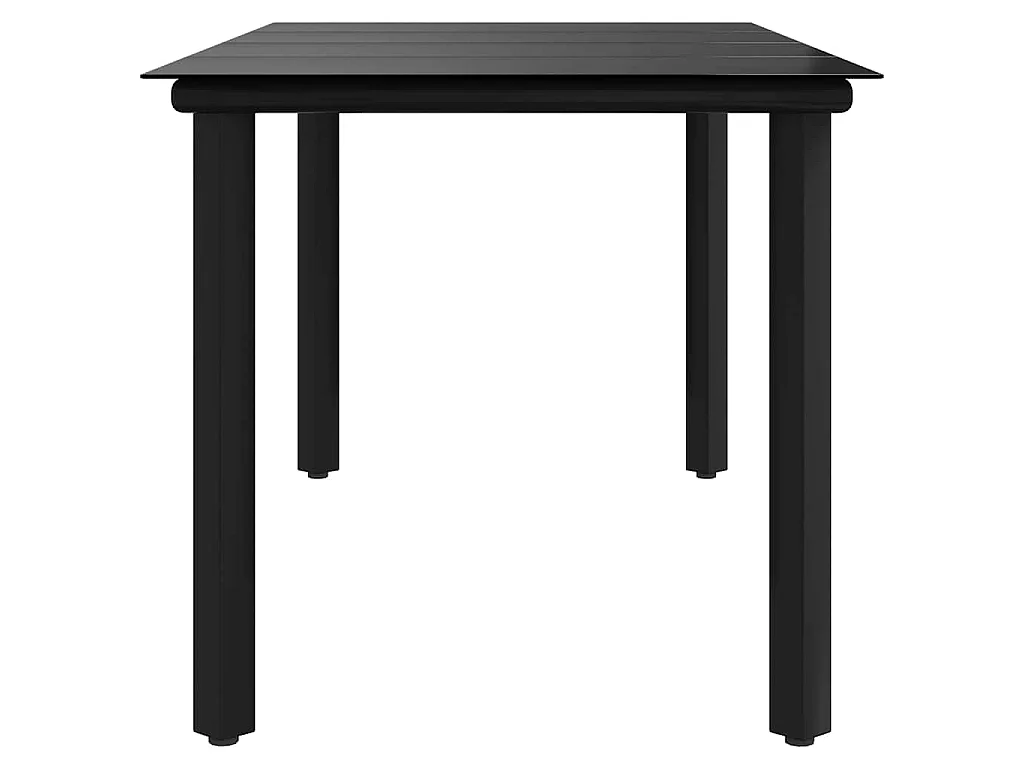 Tuintafel 160x80x74 cm staal en gehard glas zwart