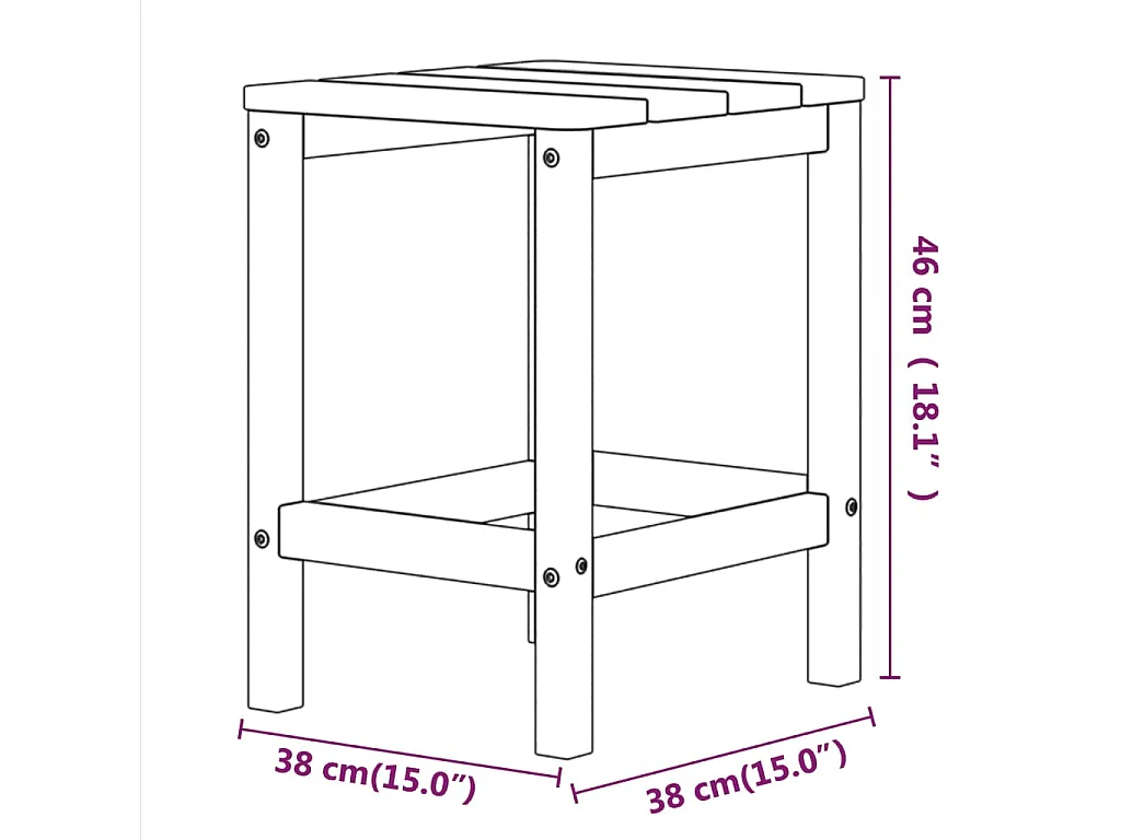 Tuintafel Adirondack 38x38x46 cm HDPE aquablauw