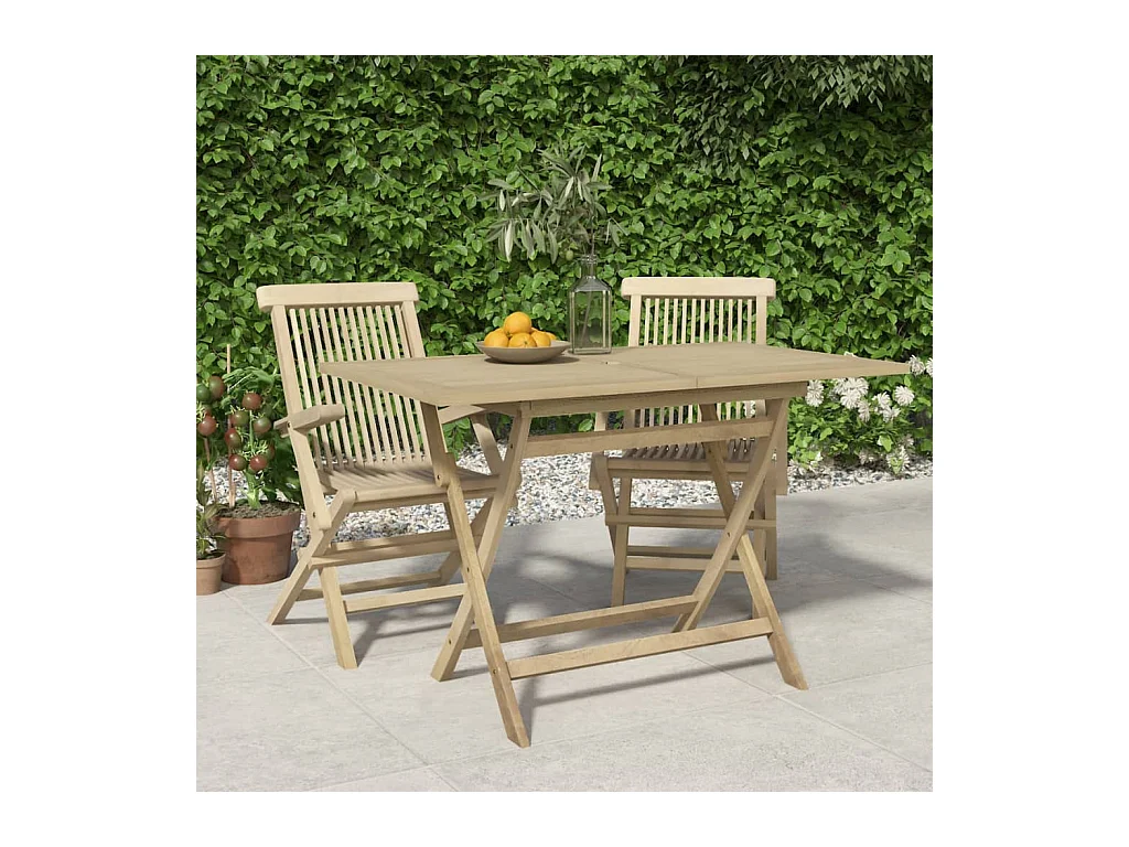 Table de jardin pliante gris 120x70x75 cm bois de teck solide