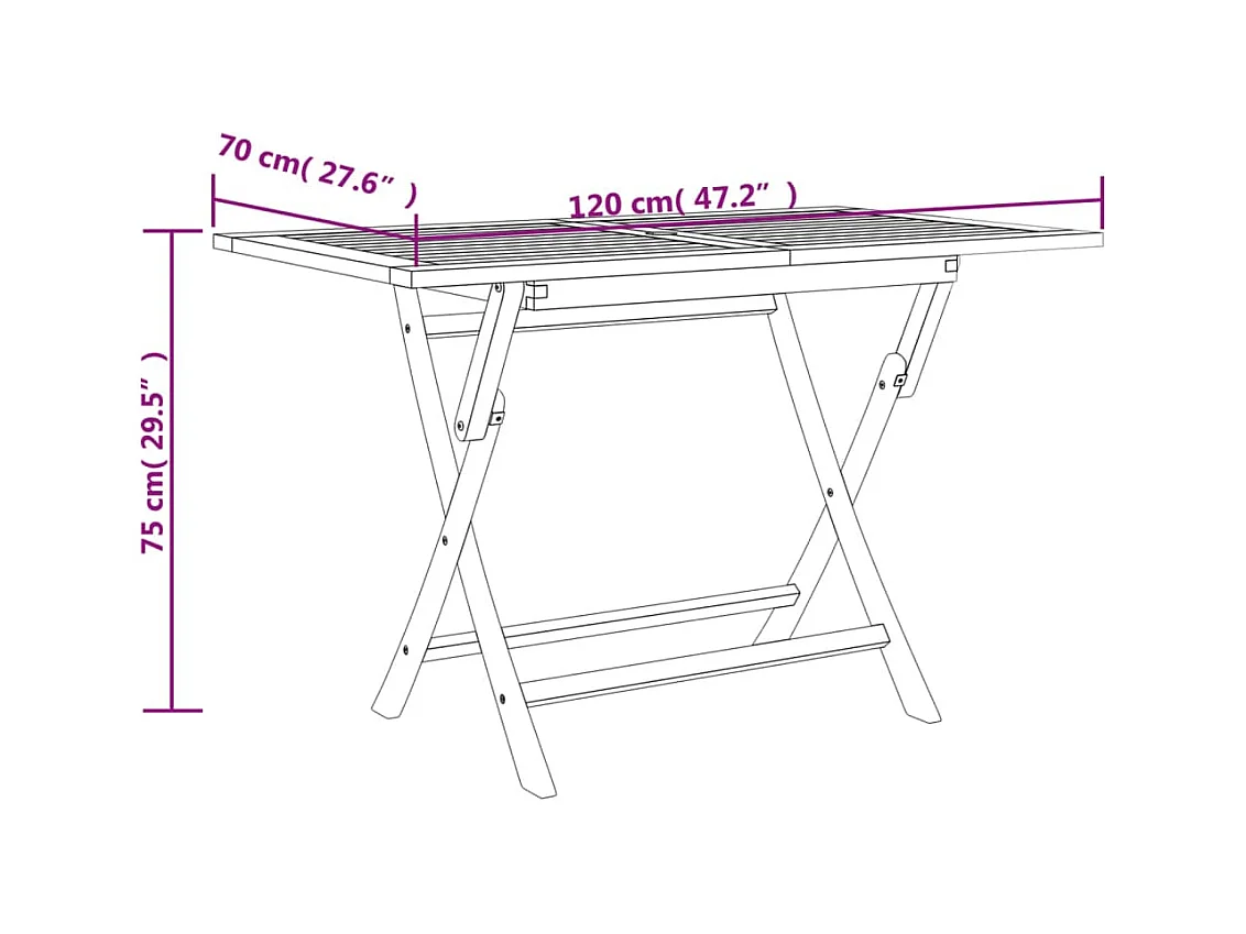 Tuintafel inklapbaar 120x70x75 cm massief teakhout grijs