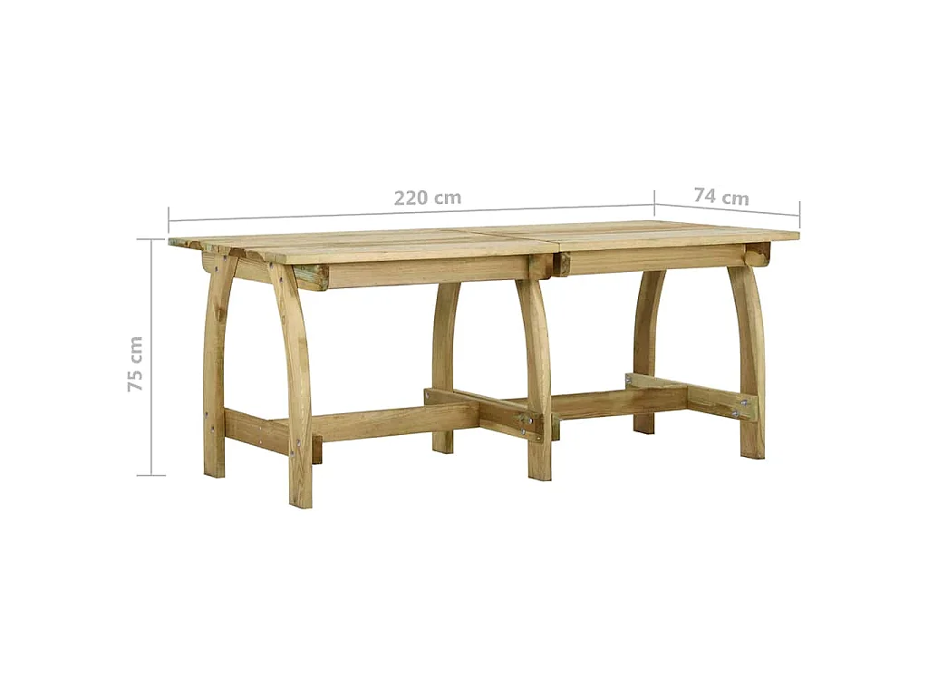 Tavolo da Giardino 220x74x75 cm in Legno di Pino Impregnato