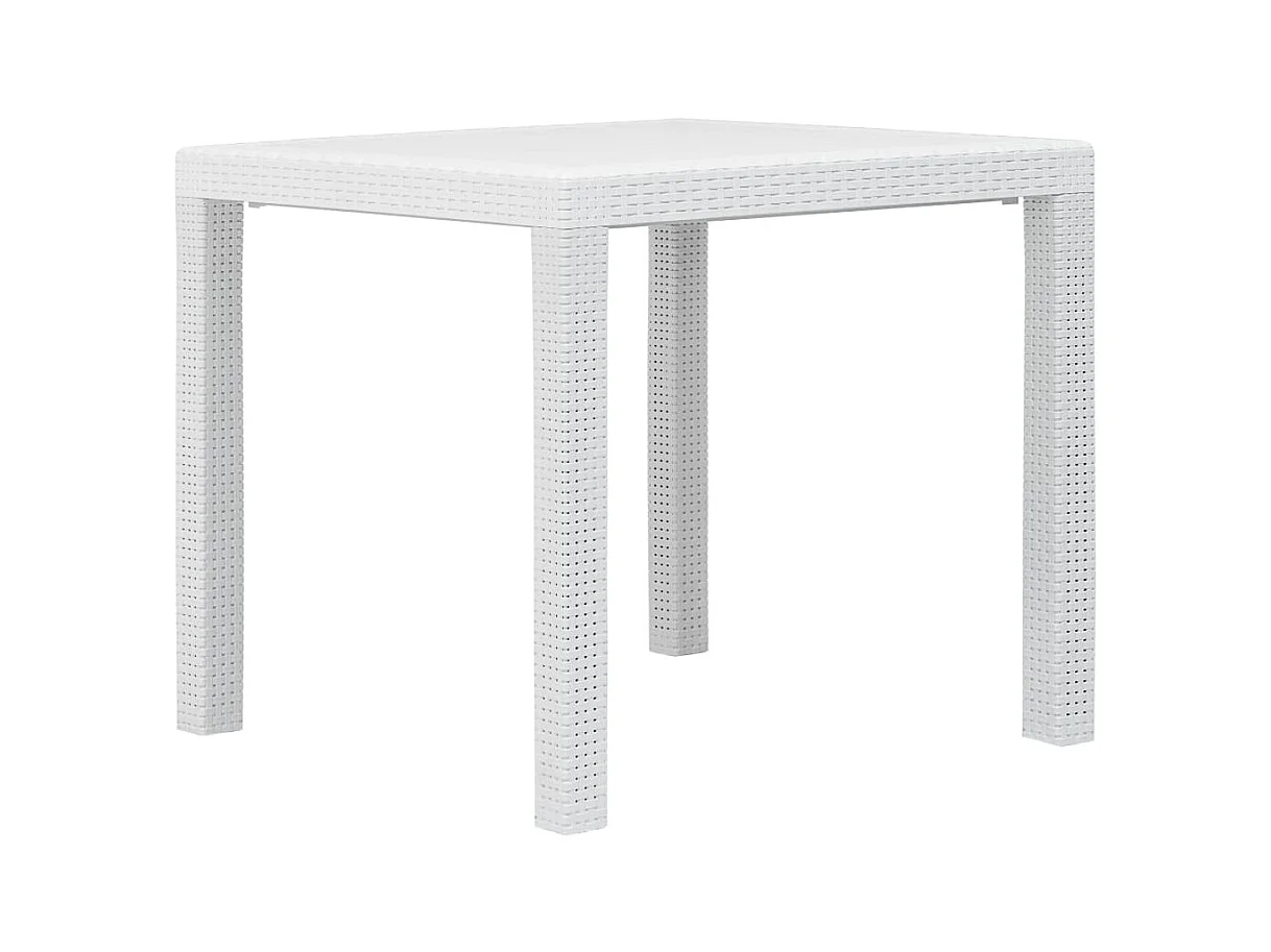 Tavolo da Giardino Bianco 79x79x72 cm in Plastica Stile Rattan