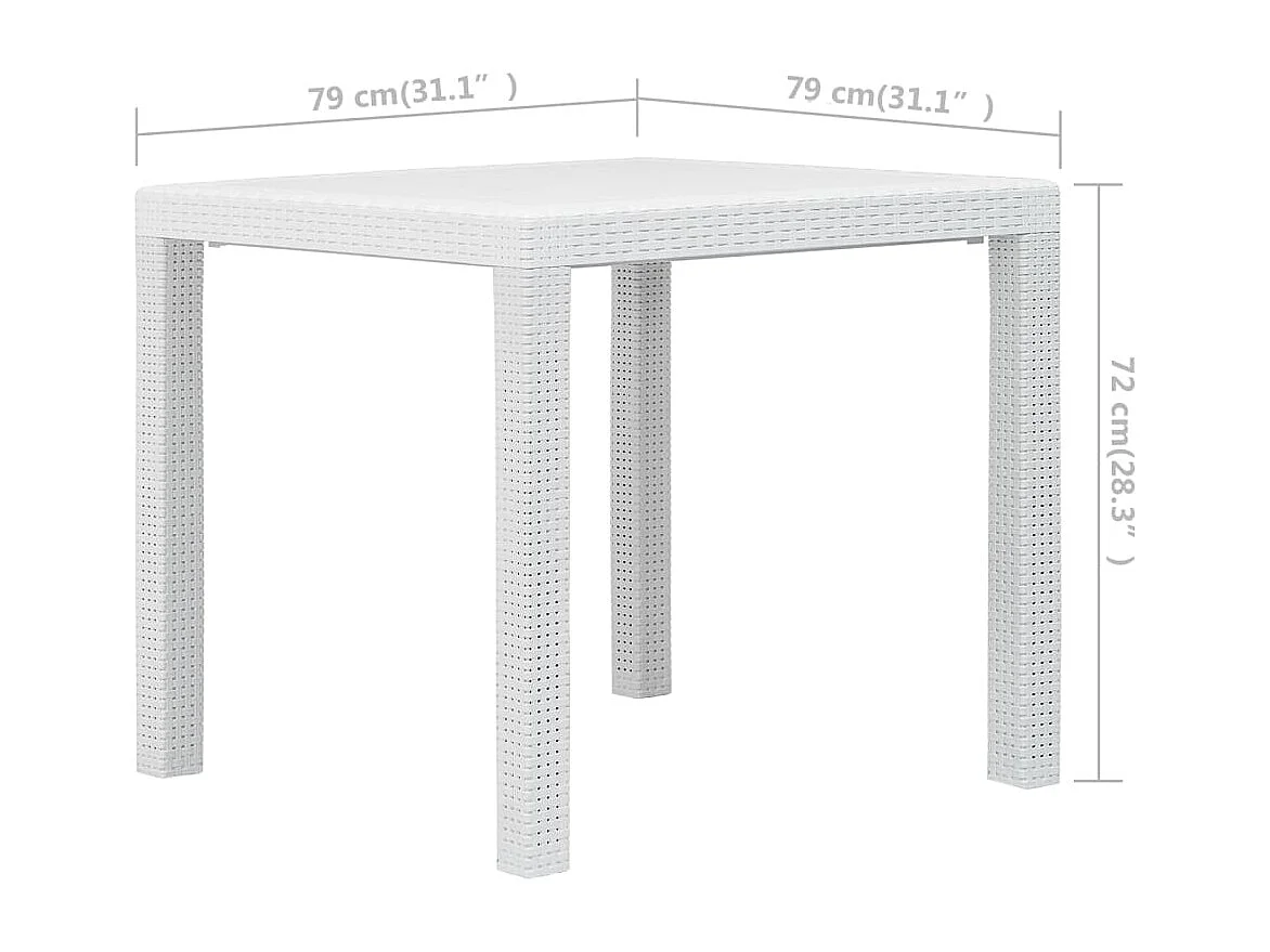 Tuintafel 79x79x72 cm rattan-look kunststof wit