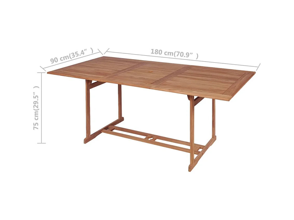 Gartentish 180x90x75 cm Teak Massivholz