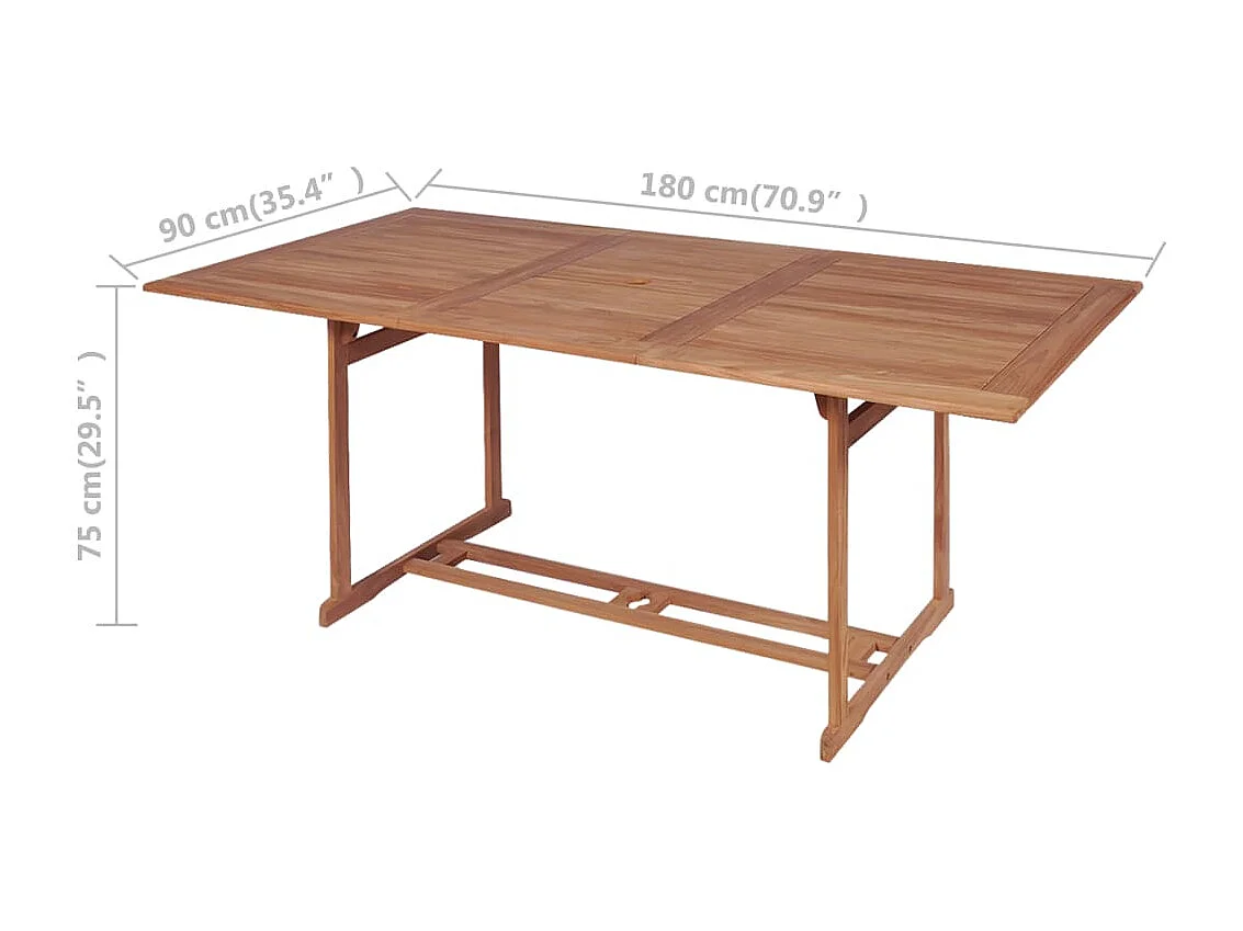 Table de jardin 180x90x75 cm Bois de teck solide