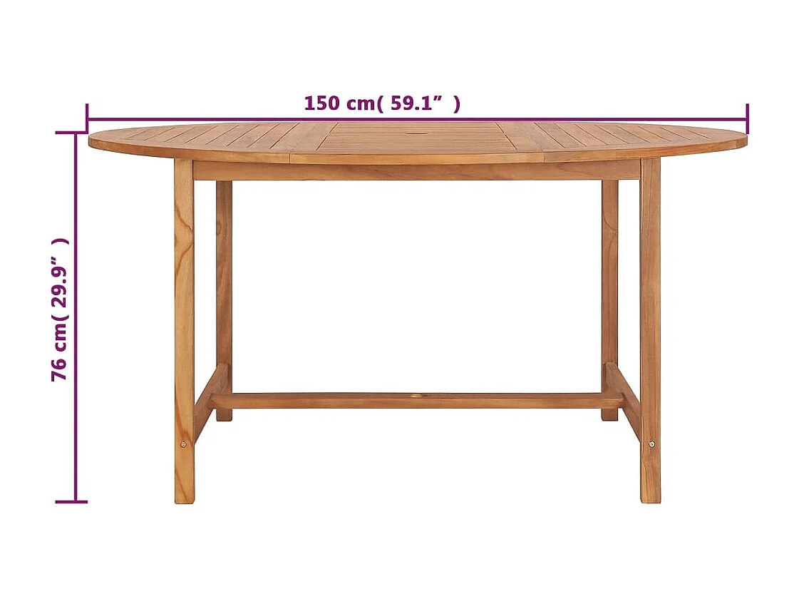 Tuintafel 150x76 cm massief teakhout