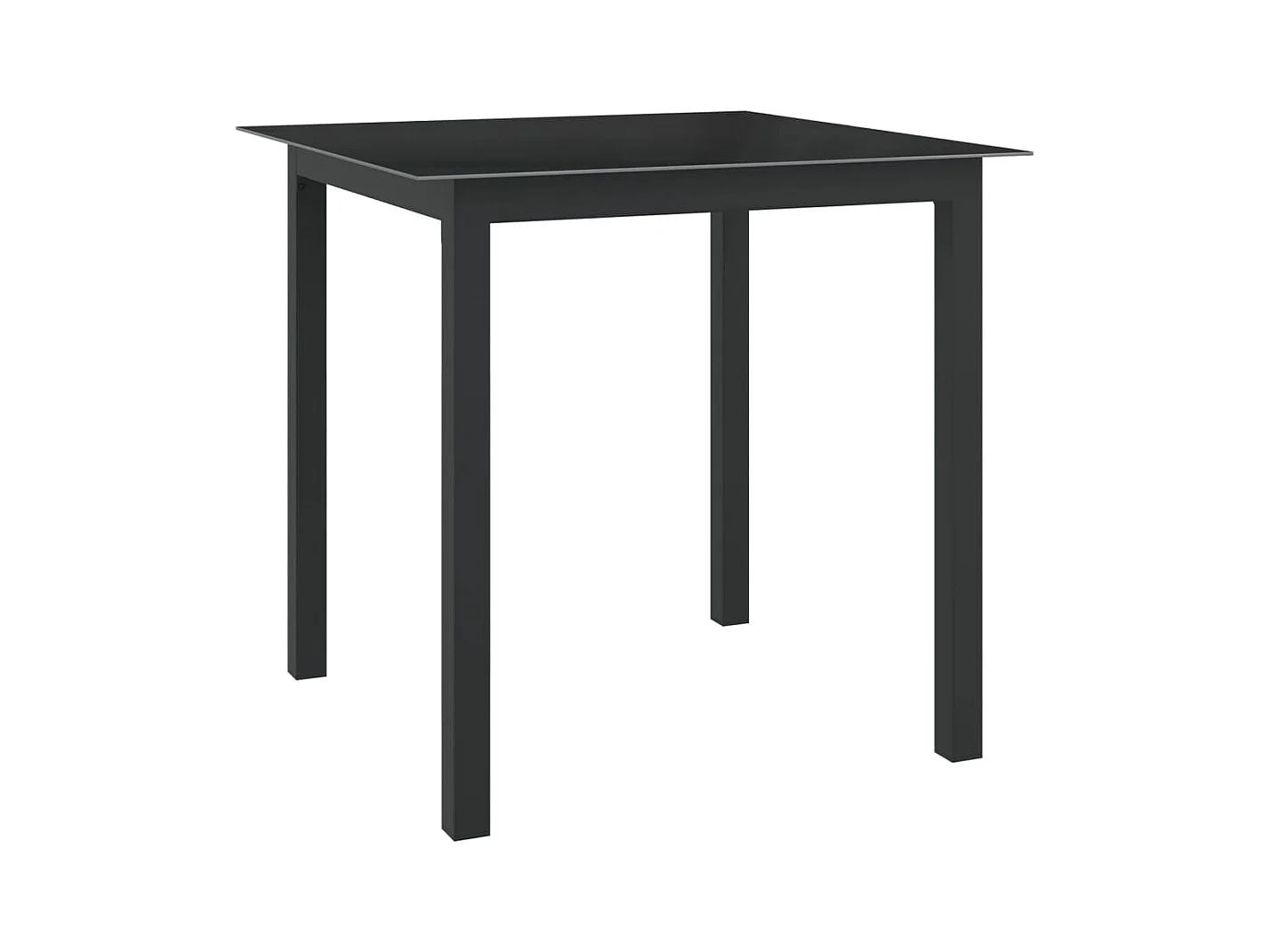 Table de jardin Noir 80x80x74 cm Aluminium et verre