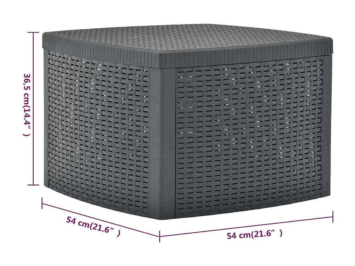 Mesa de apoio 54x54x36,5 cm plástico antracite
