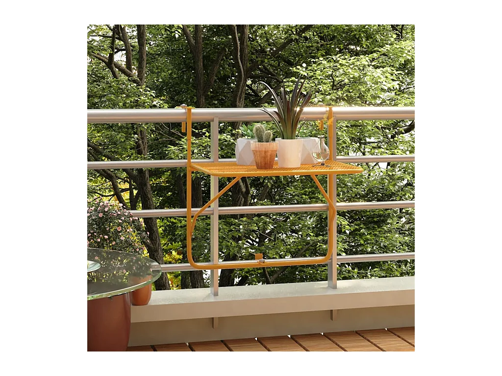 Tavolo da Balcone Giallo 60x40 cm in Acciaio