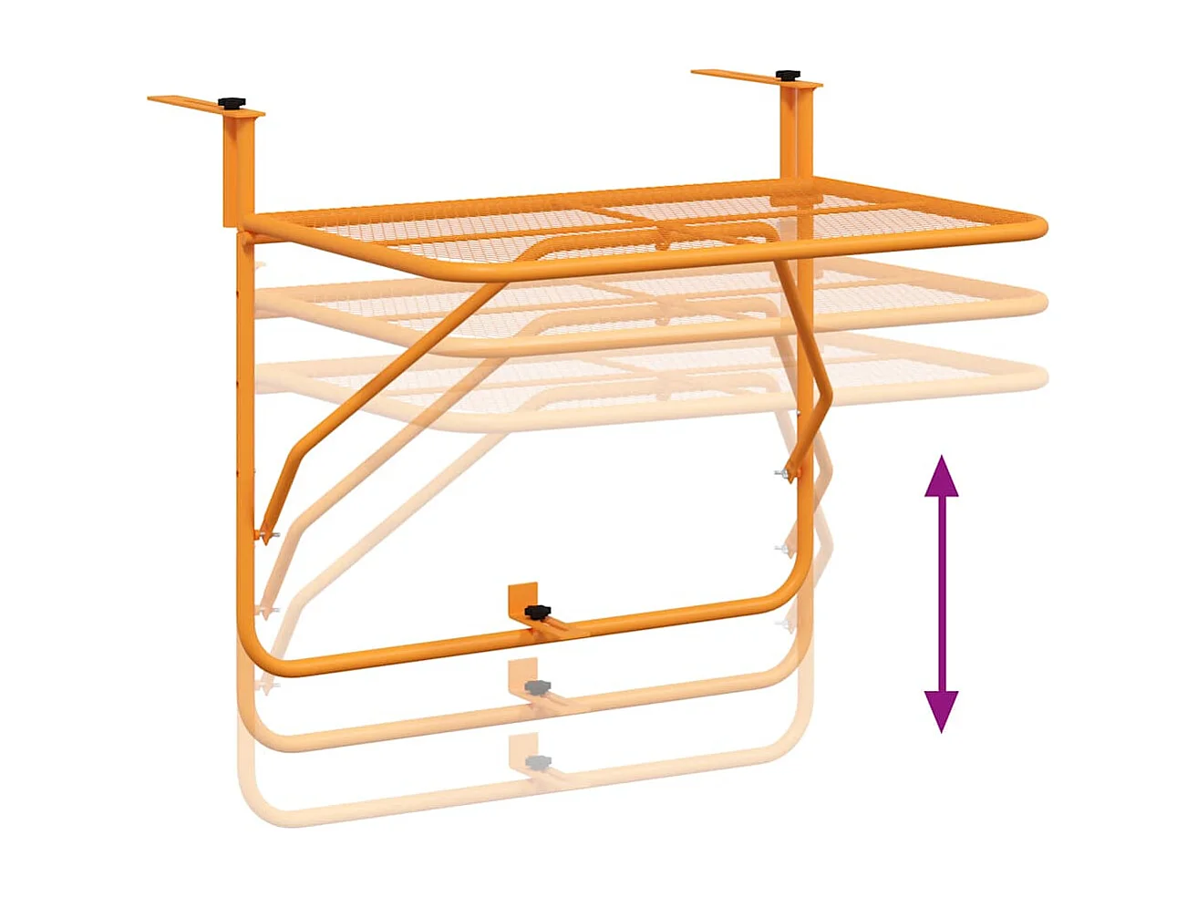 Tavolo da Balcone Giallo 60x40 cm in Acciaio