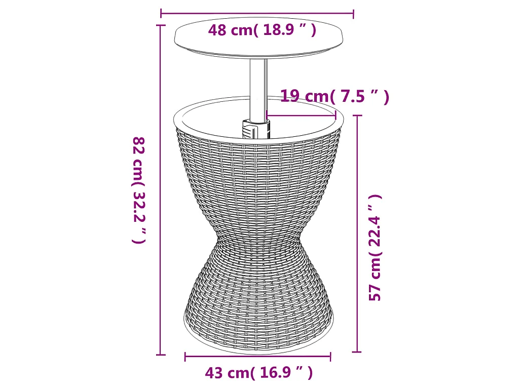 3-in-1 Tisch mit Eiskühler Hellbraun Polypropylen
