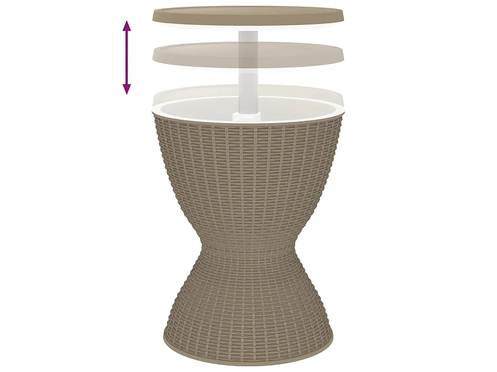 3-in-1 Tisch mit Eiskühler Hellbraun Polypropylen