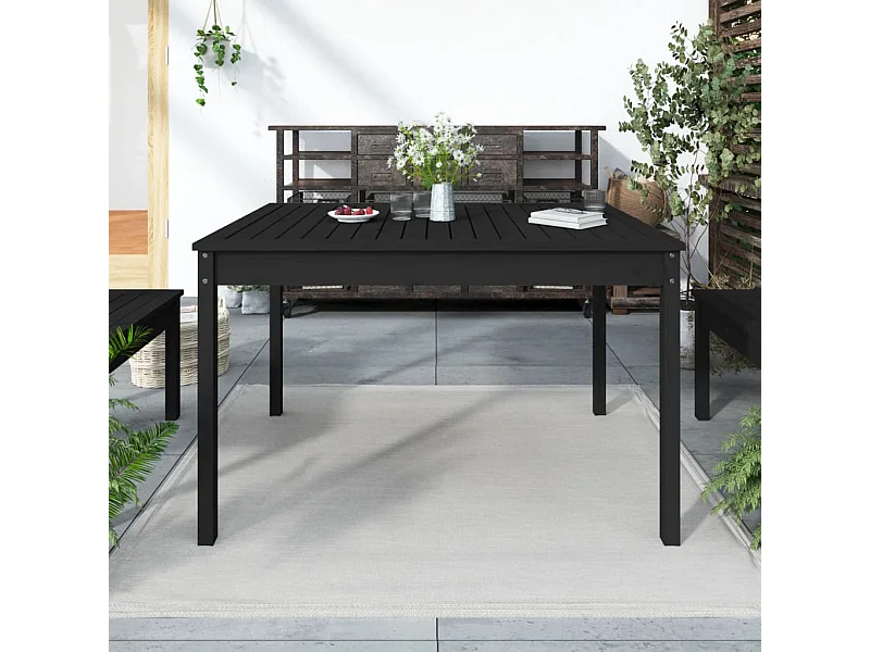 Table de jardin noir 121x82,5x76 cm bois massif de pin