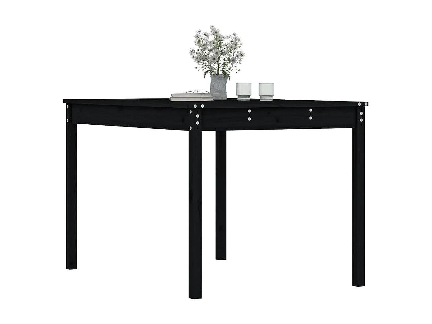 Table de jardin noir 121x82,5x76 cm bois massif de pin