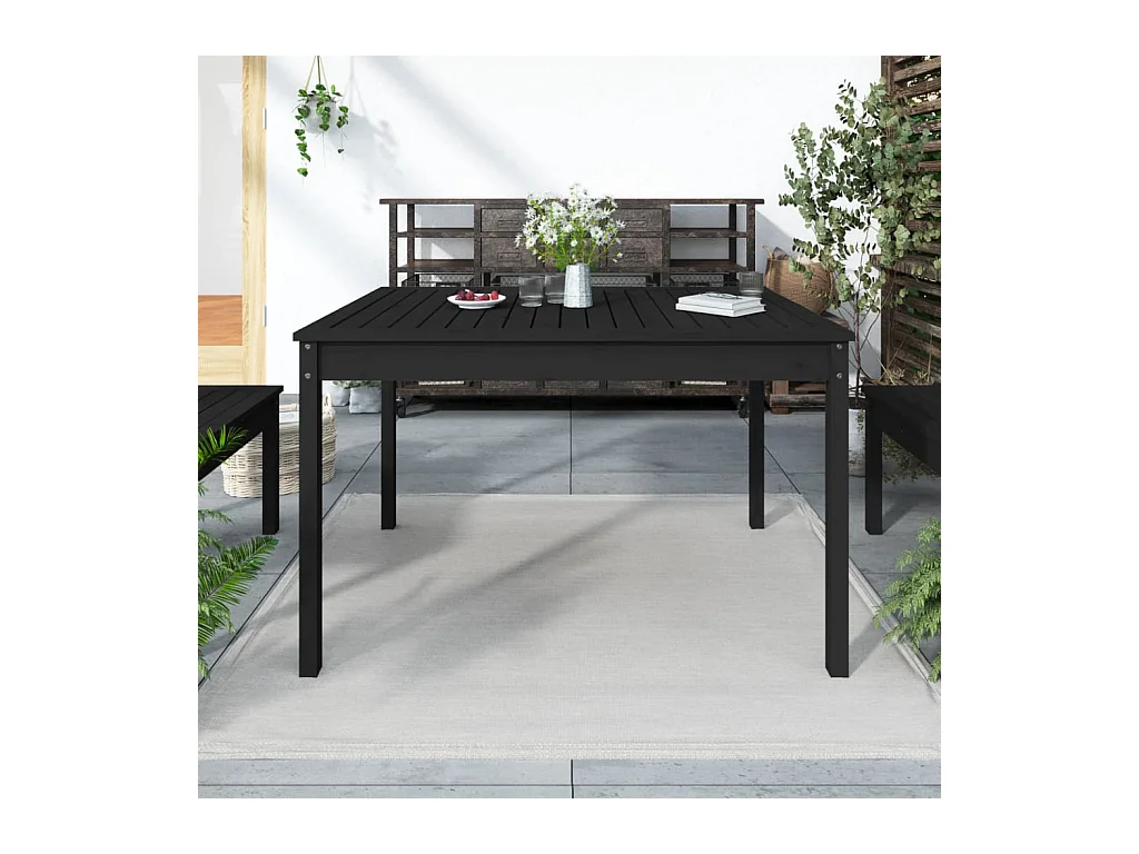 Table de jardin noir 121x82,5x76 cm bois massif de pin