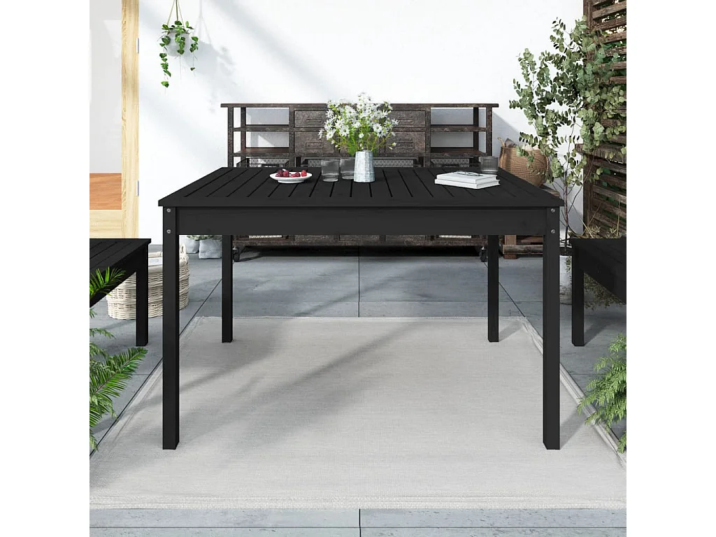 Mesa de jardín madera maciza pino negro 121x82,5x76 cm