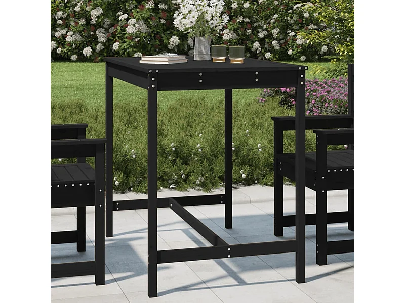 Mesa de jardín madera maciza pino negro 121x82,5x110 cm