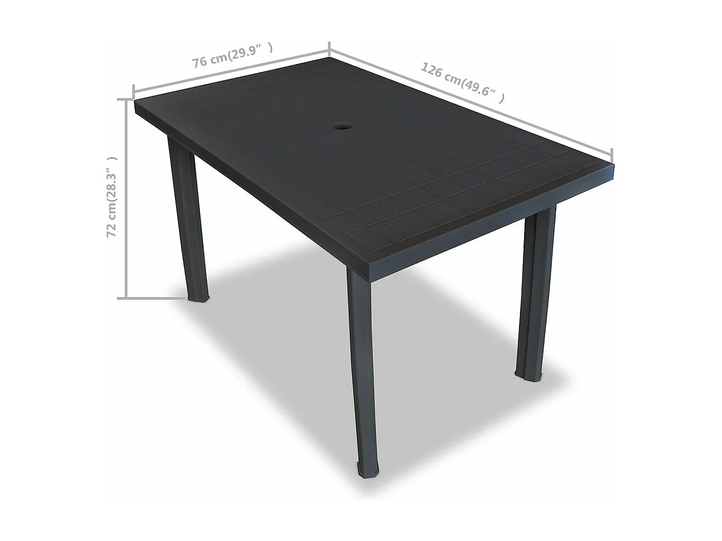 Table de jardin Anthracite 126 x 76 x 72 cm Plastique