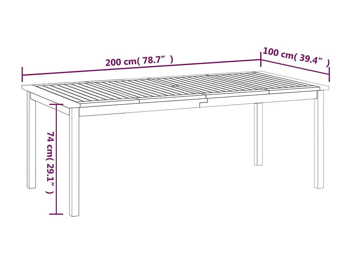 Tuintafel 200x100x74 cm massief acaciahout