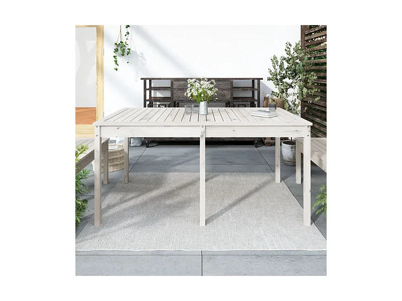 Tuintafel 159,5x82,5x76 cm massief grenenhout wit
