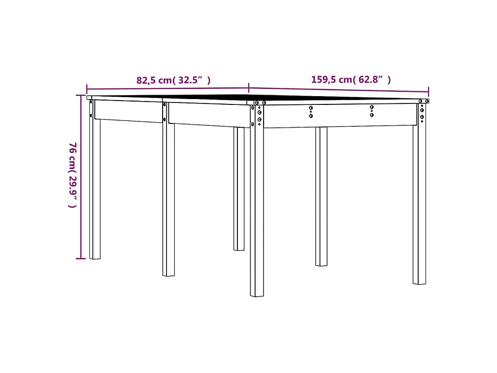 Table de jardin blanc 159,5x82,5x76 cm bois massif de pin