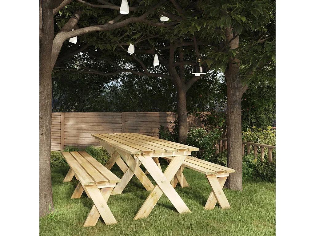Mesa de jardim 220x73x70 cm madeira de pinho impregnada
