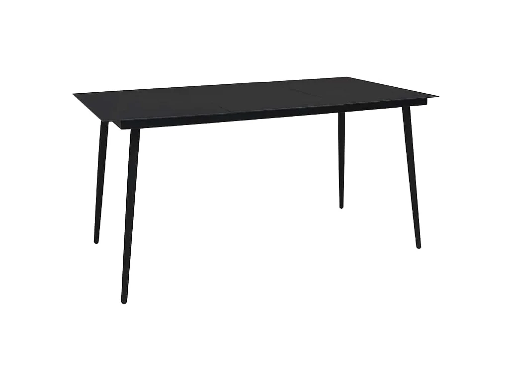 Table à dîner de jardin Noir 150x80x74 cm Acier et verre