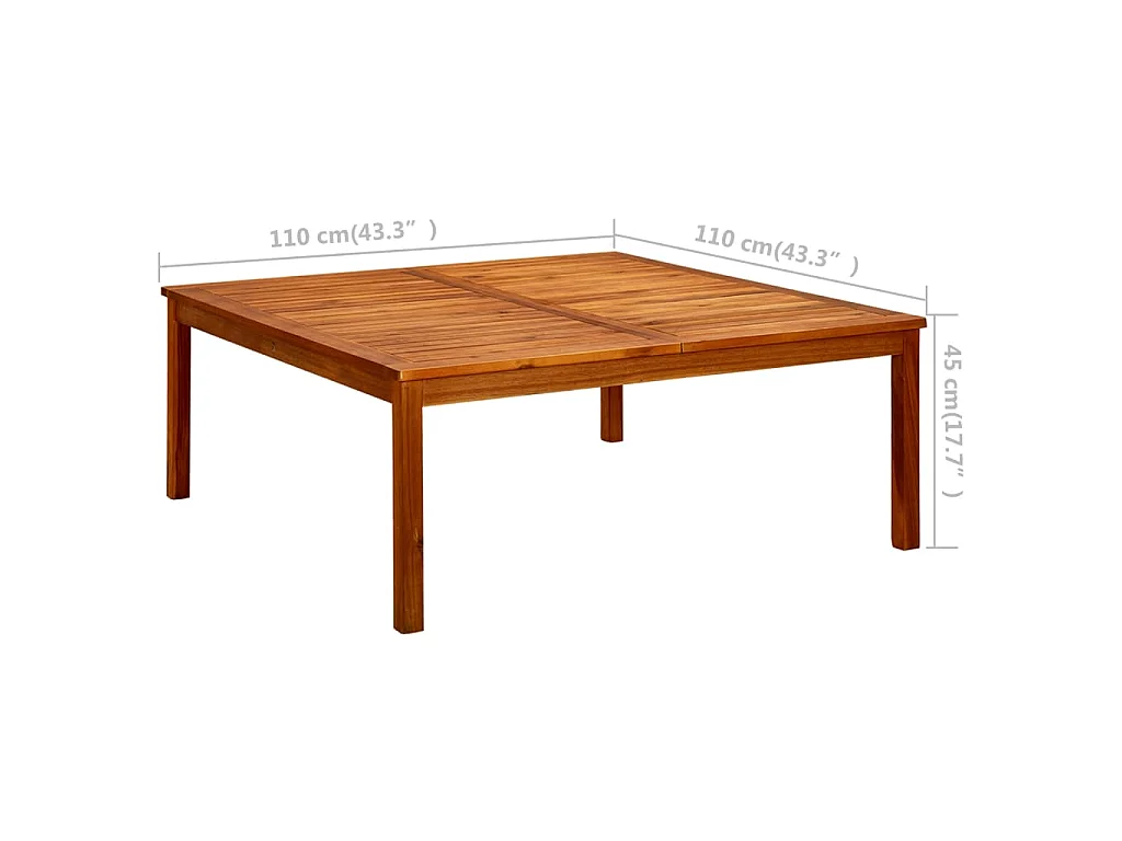 Garten-Couchtisch 110x110x45 cm Massivholz Akazie