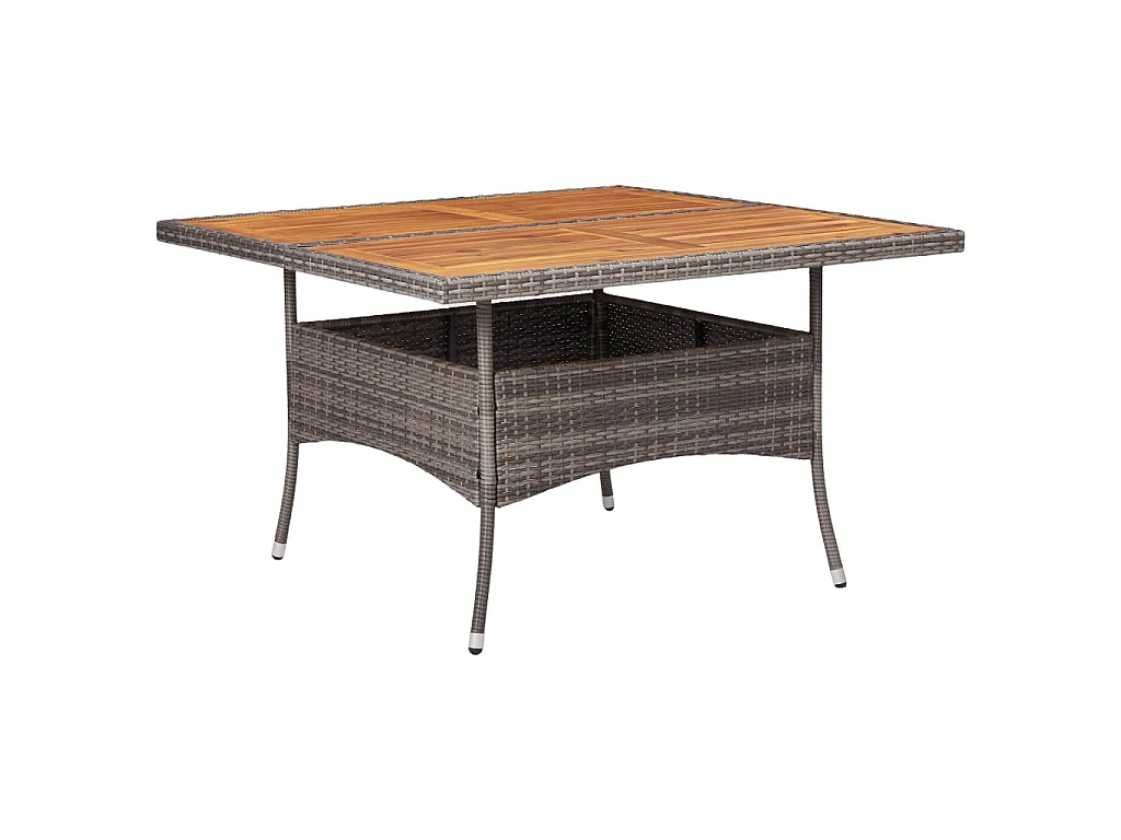 Table d'extérieur Gris Résine tressée et bois d'acacia solide