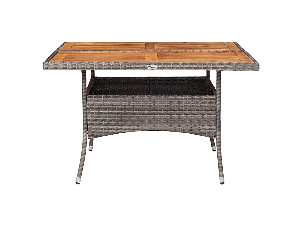 Table d'extérieur Gris Résine tressée et bois d'acacia solide