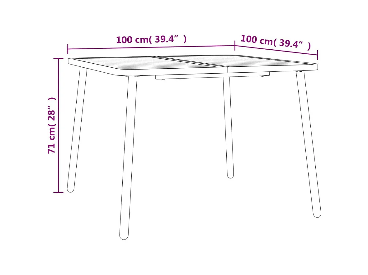 Gartentisch Anthrazit 100x100x71 cm Stahl
