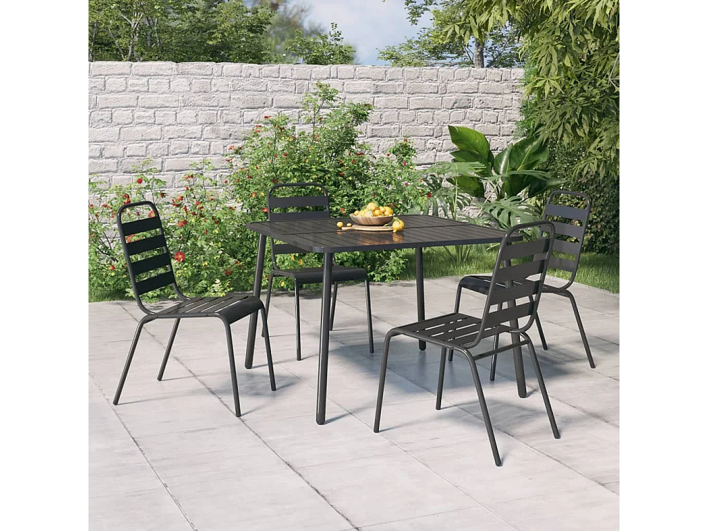 Mesa de jardín de acero gris antracita 100x100x71 cm