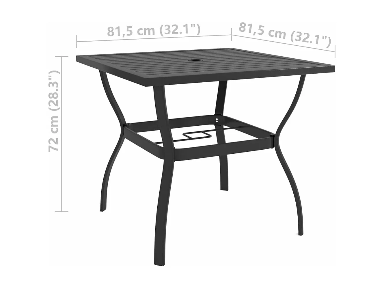 Tuintafel 81,5x81,5x72 cm staal antraciet